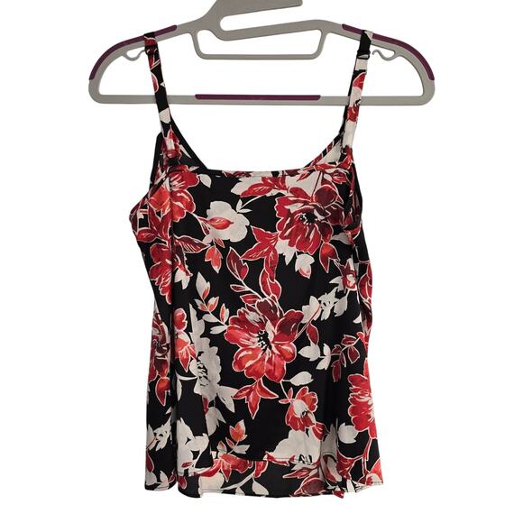 Women's WHBM Red & Black Floral Silky Feel Camisole Tank | Size 2 - Picture 2 of 8
